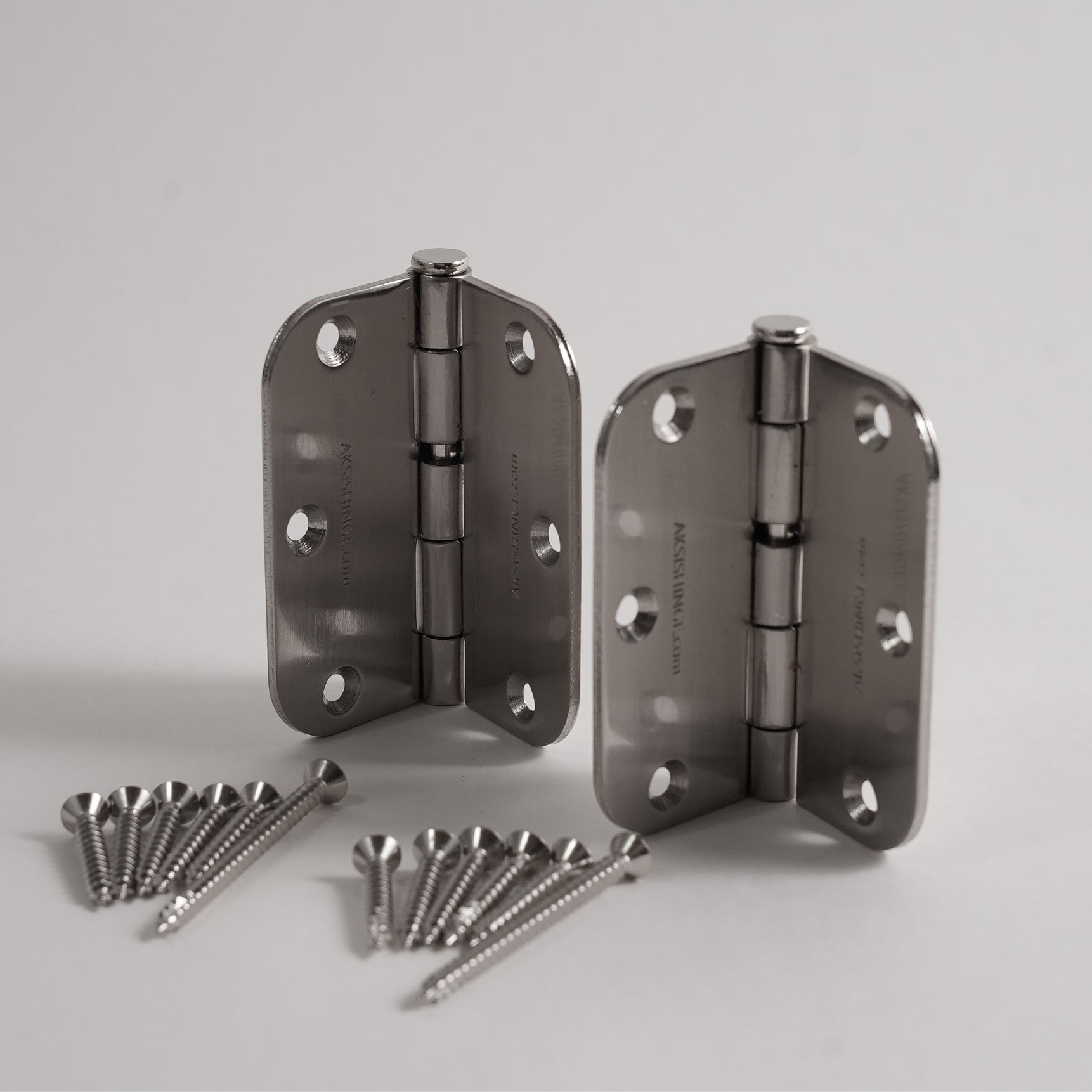 Aksis Hinge – Built-In Door Stop Hinge (Set with Screws) Brushed Nickel